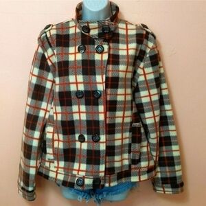 Hot Kiss Y2K wool blend double breasted plaid jacket XL